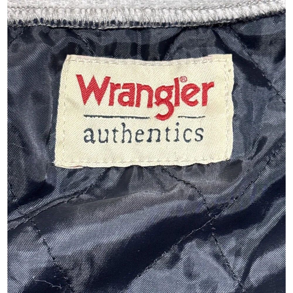 Wrangler Authentics Navy Blue Plaid Quilted Lined Hooded Flannel Chore Jacket S
